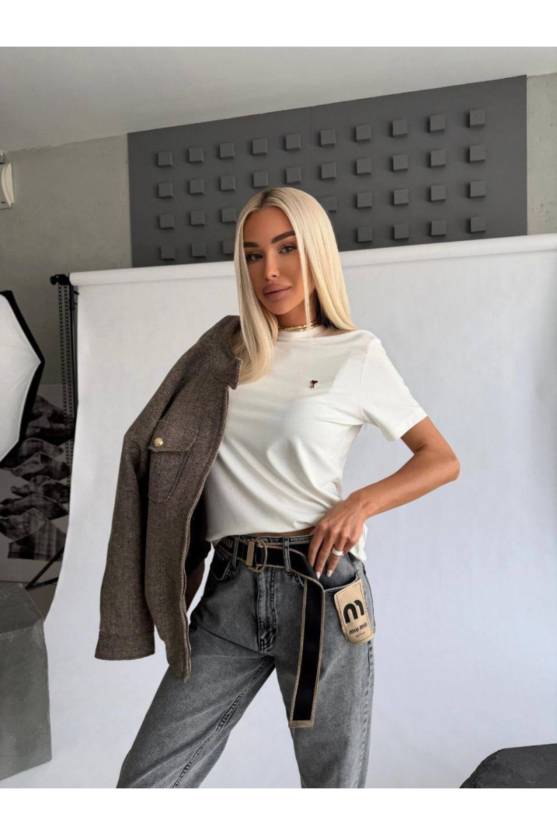 Designer Clothing Женская базовая футболка Ami белого цвета premium