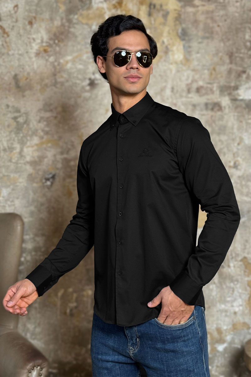 Loro Piana Мужская рубашка logo-embroidered - Black