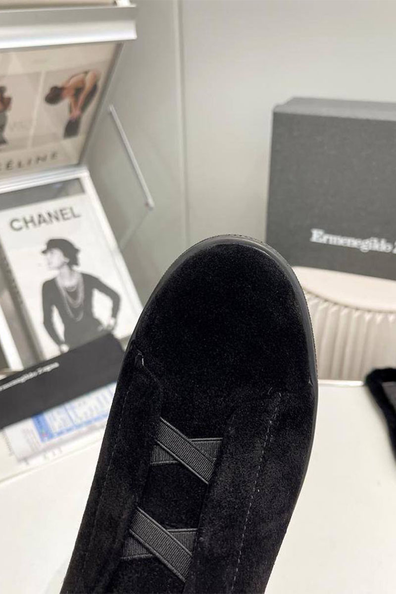 Zegna Кроссовки с мехом Triple Stitch high-top - Black