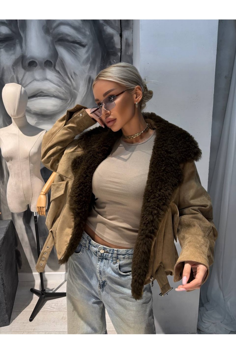 Max Mara Женский бомбер с натуральным мехом premium