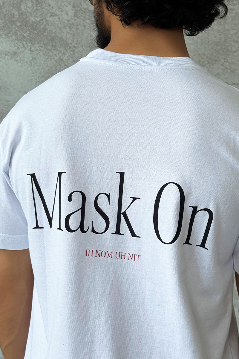 Designer Clothing Мужская белая футболка Ih Nom Uh Nit "Mask On"