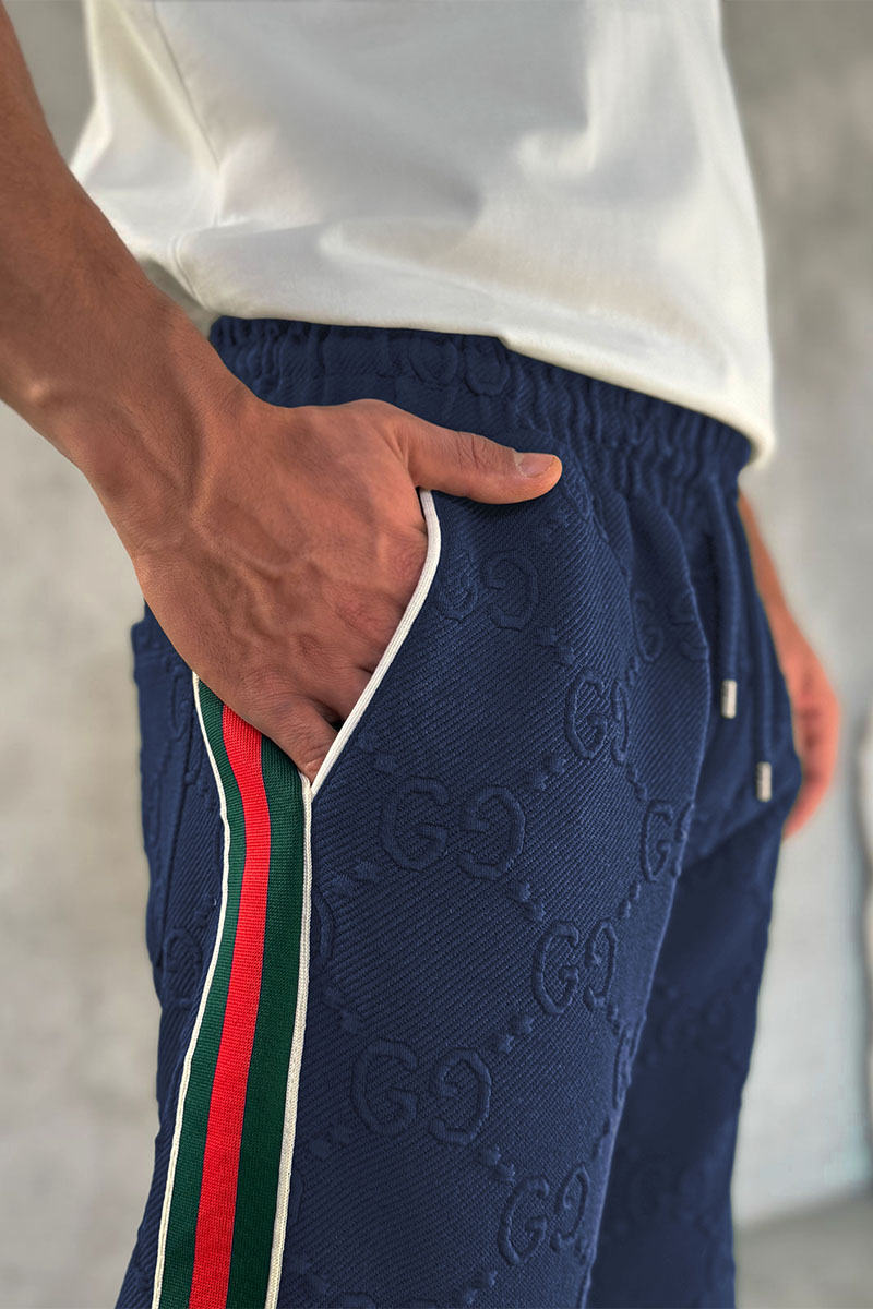 Gucci Тёмно-синие спортивные штаны GG jacquard