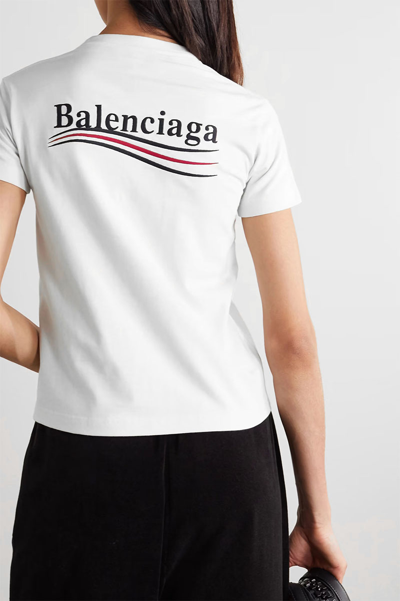 Balenciaga Женская белая футболка Political Campaign logo 