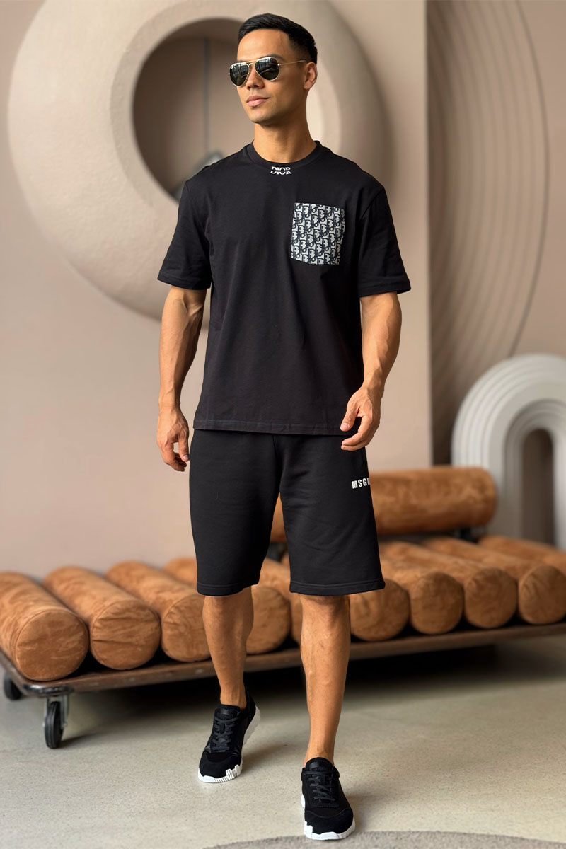 Dior Чёрная оверсайз футболка pocket logo