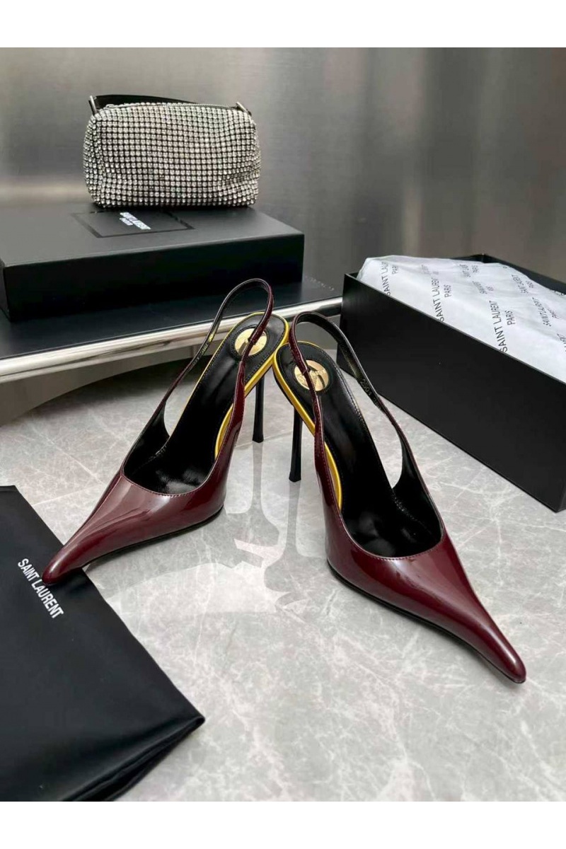 Yves Saint Laurent Женские кожаные туфли на каблуке premium