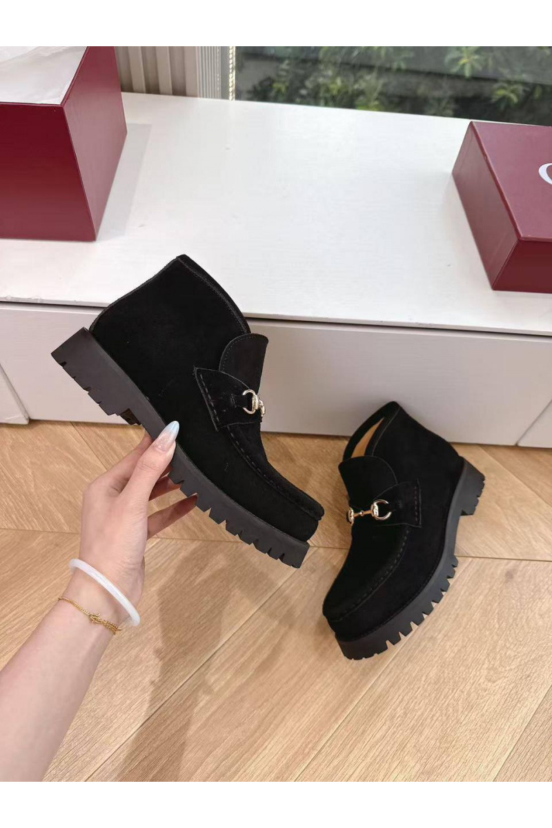 Gucci Женские замшевые лоферы premium - Black