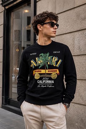 Чёрный мужской свитшот Rum Label logo-print