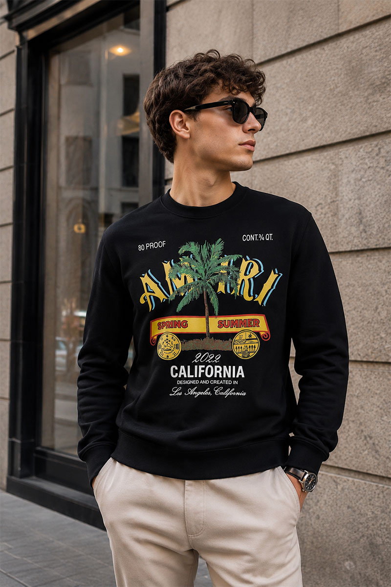 Amiri Чёрный мужской свитшот Rum Label logo-print