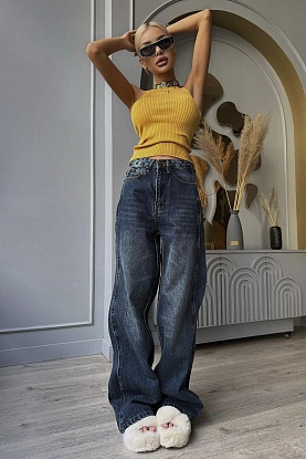 Женские свободные джинсы синего цвета