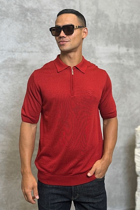 Мужское поло Eagle zip-neck - Red