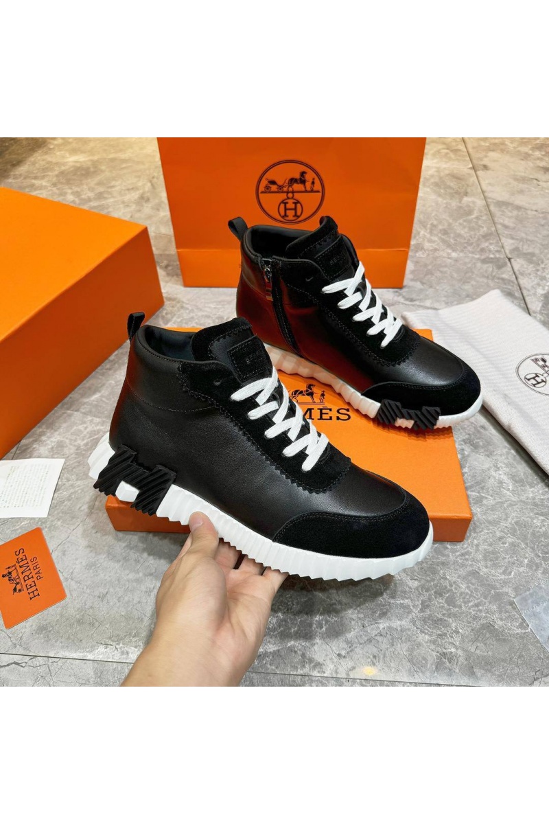 Hermes Кроссовки с мехом Bouncing high-top - Black / White