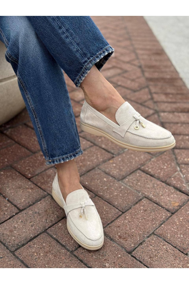 Loro Piana Женские замшевые лоферы Open Walk - Beige