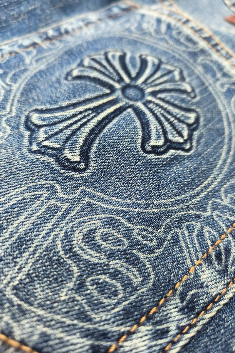 Chrome Hearts Мужские синие джинсы Premium