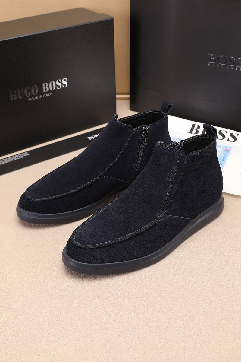 Hugо Воss Замшевые лоферы с мехом high-top - Navy