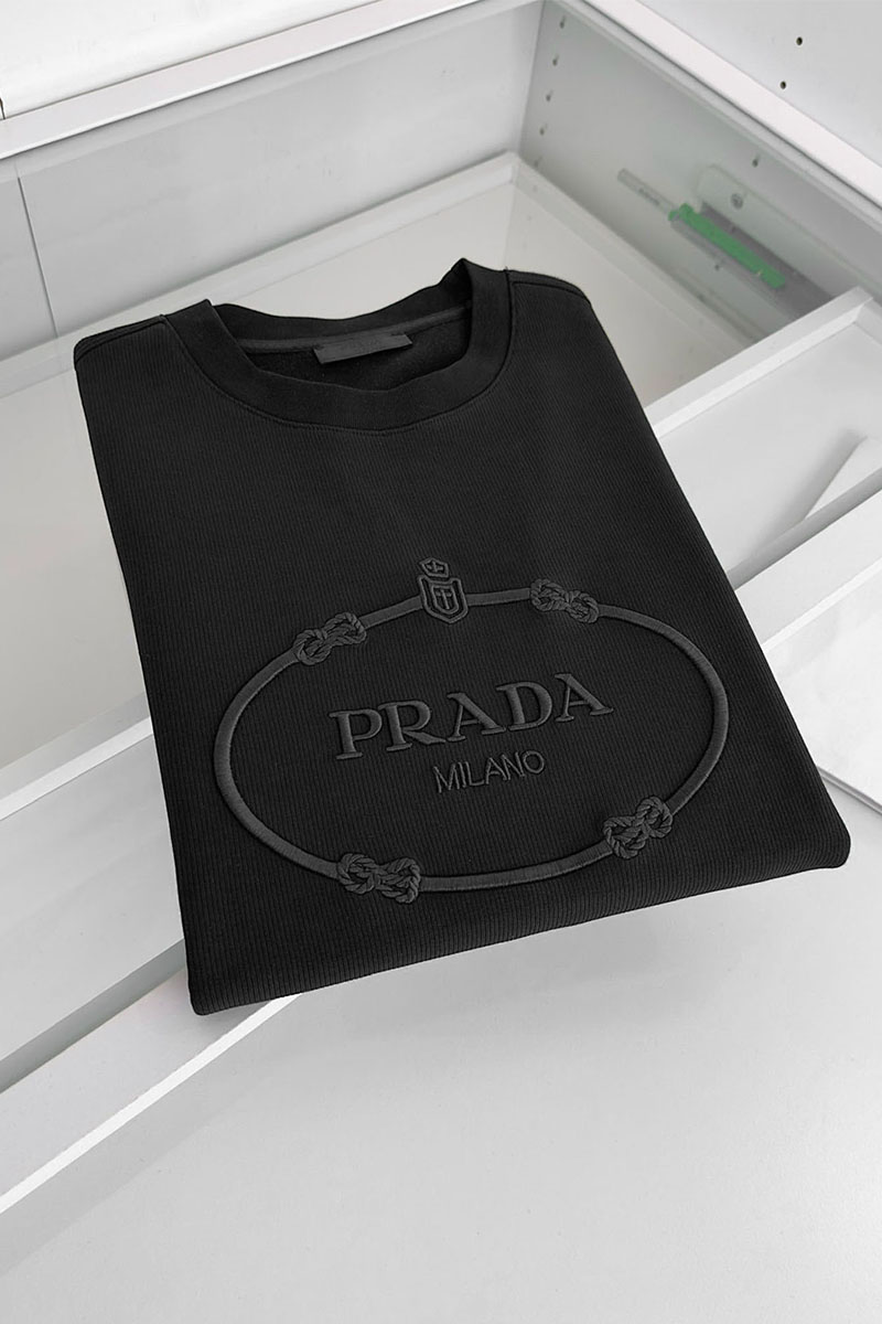 Prada Мужской чёрный свитшот logo-embroidered