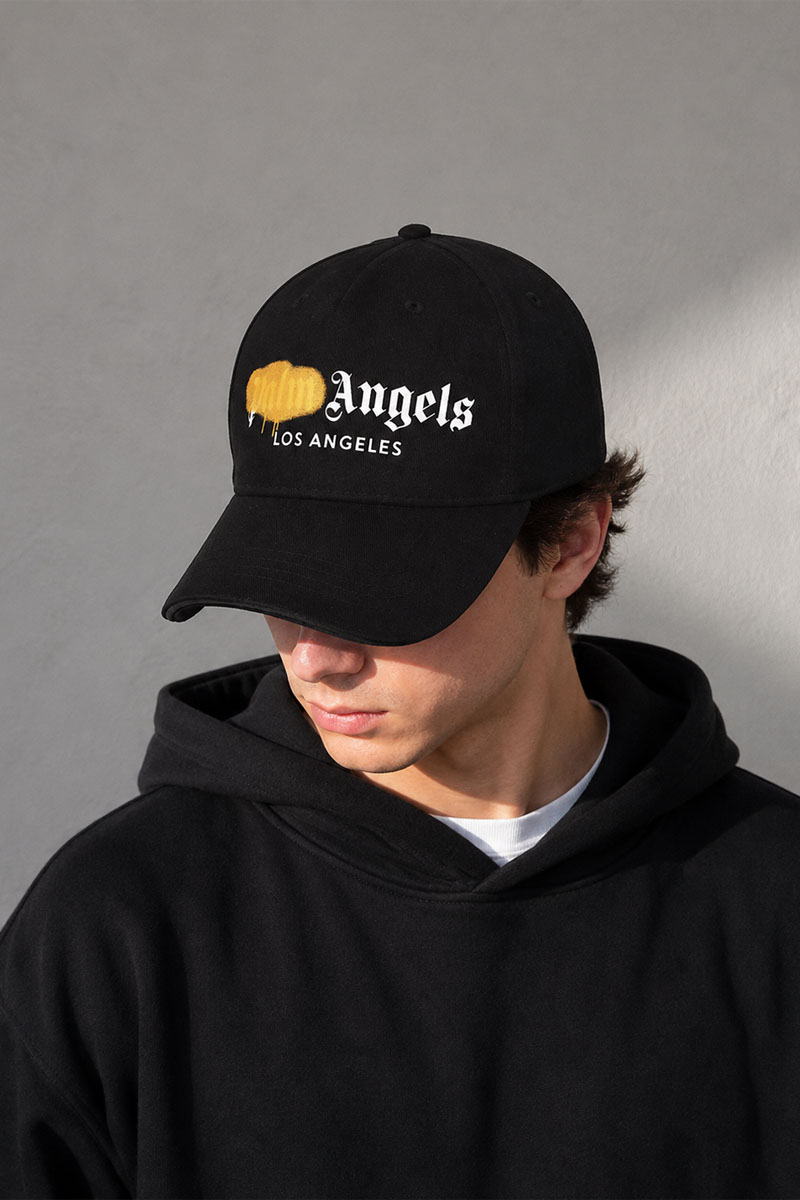 Palm Angels Чёрная бейсболка Los-Angeles Sprayed