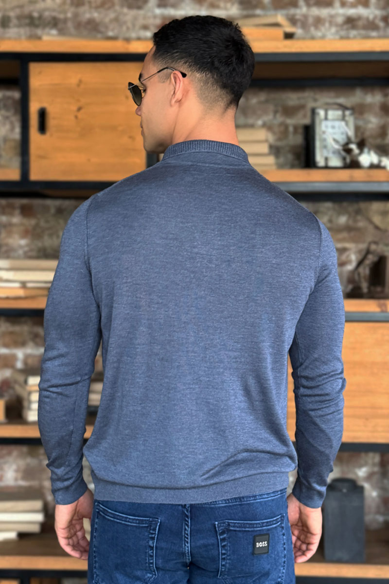 Zilli Поло с длинным рукавом zip-up - Indigo