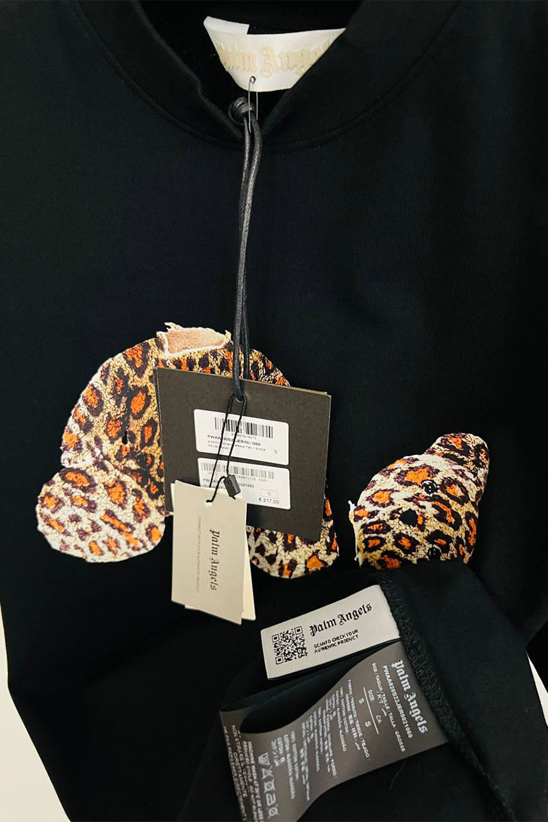 Palm Angels Чёрная оверсайз футболка Leopard Bear)