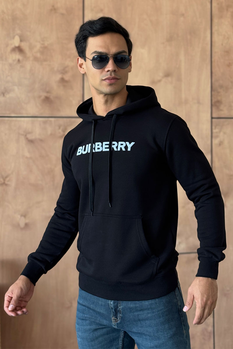Burberry Чёрное мужское худи logo-print