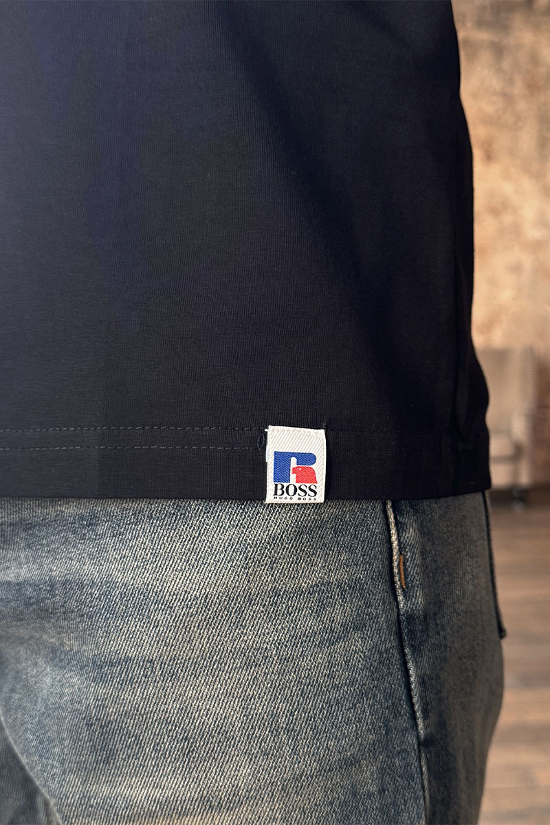 Hugо Воss Мужская чёрная футболка Russell Athletic