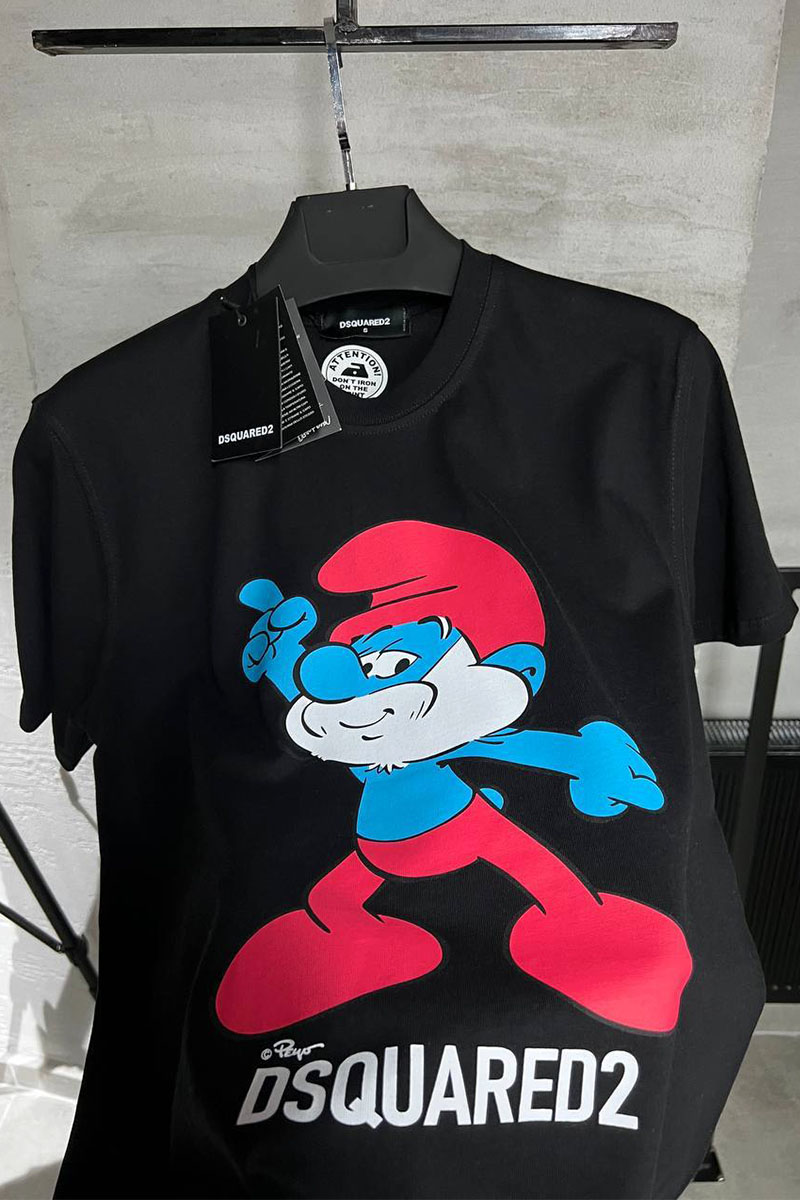 Dsquared2 Чёрная футболка smurfs graphic-print