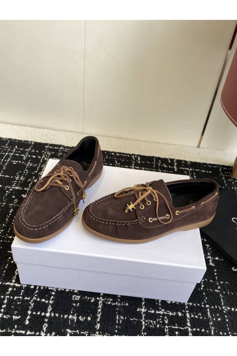 Celine Женские замшевые лоферы premium - Brown