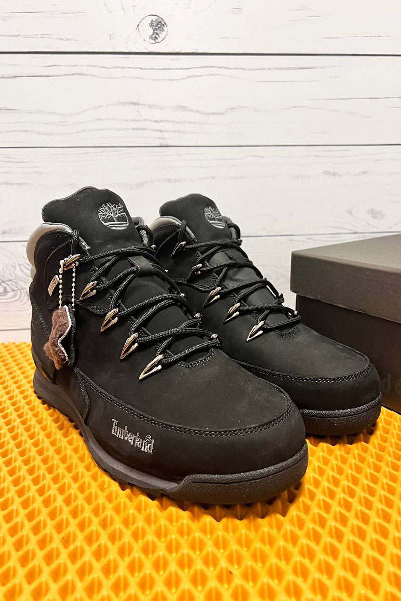 Timbеrlаnd Мужские ботинки с мехом Euro Rock Hiker - Black / Grey