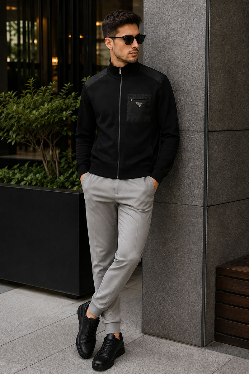 Prada Чёрная кофта на молнии Re-Nylon Gabardine