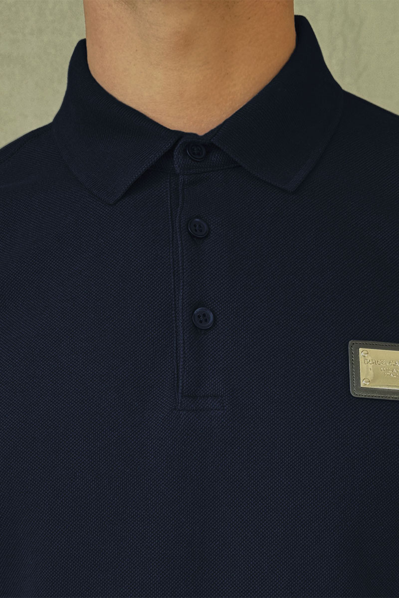 Dоlсе & Gаbbаnа Мужское тёмно-синее поло logo-plaque