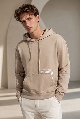 Бежевое худи logo-print drawstring