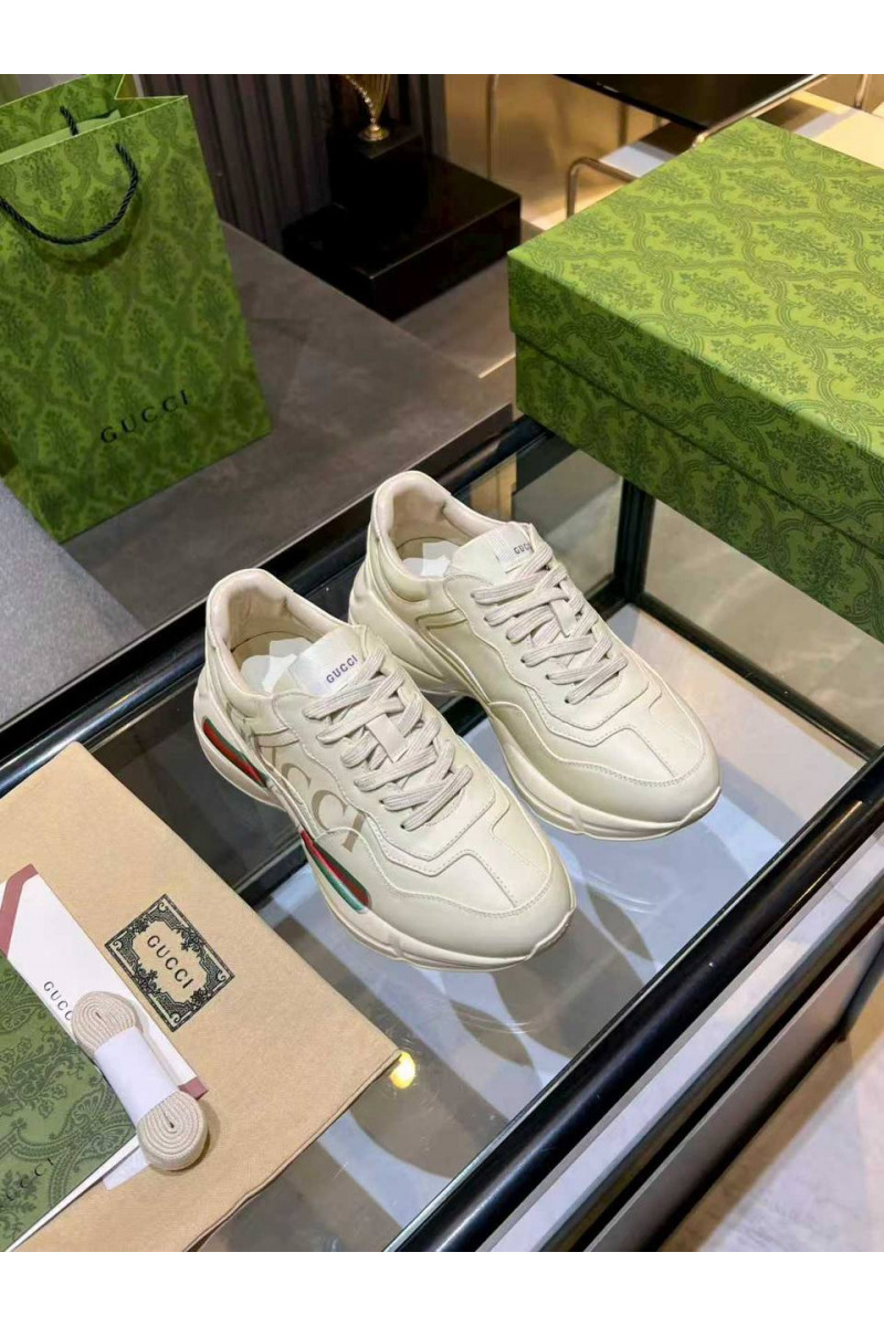Gucci Женские кожаные кроссовки Rhyton premium
