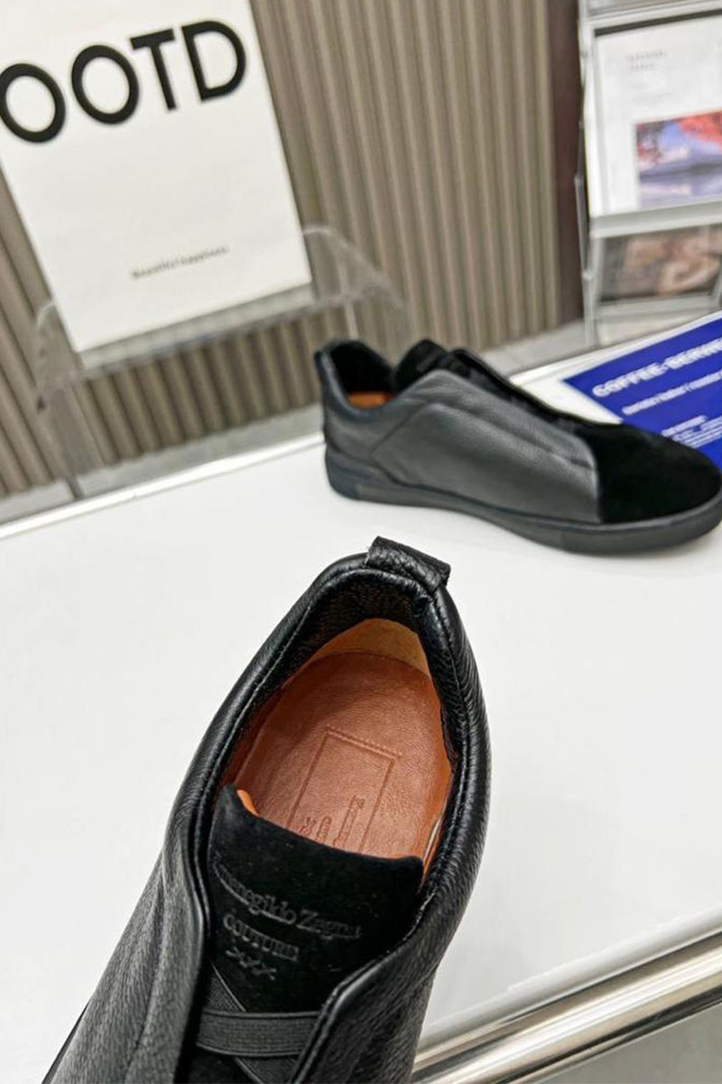 Zegna Чёрные комбинированные кроссовки