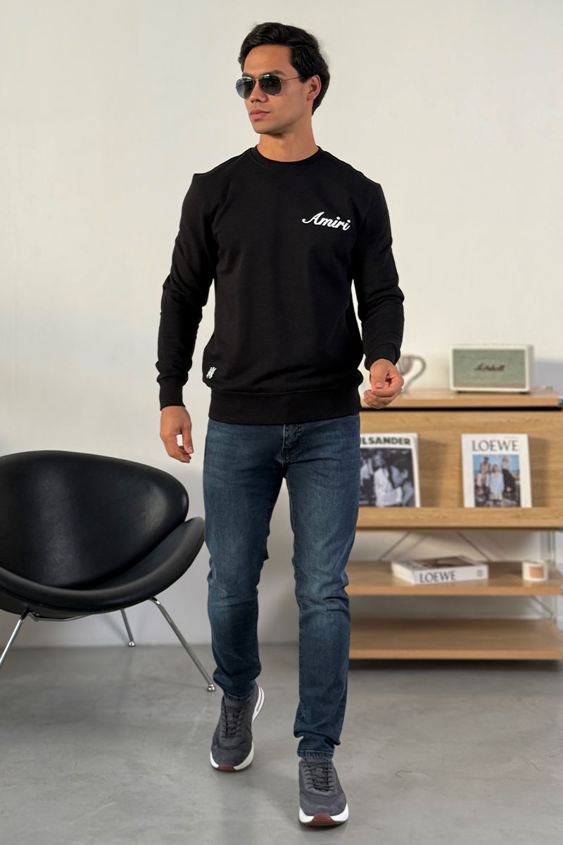 Amiri Мужской чёрный свитшот script embroidery