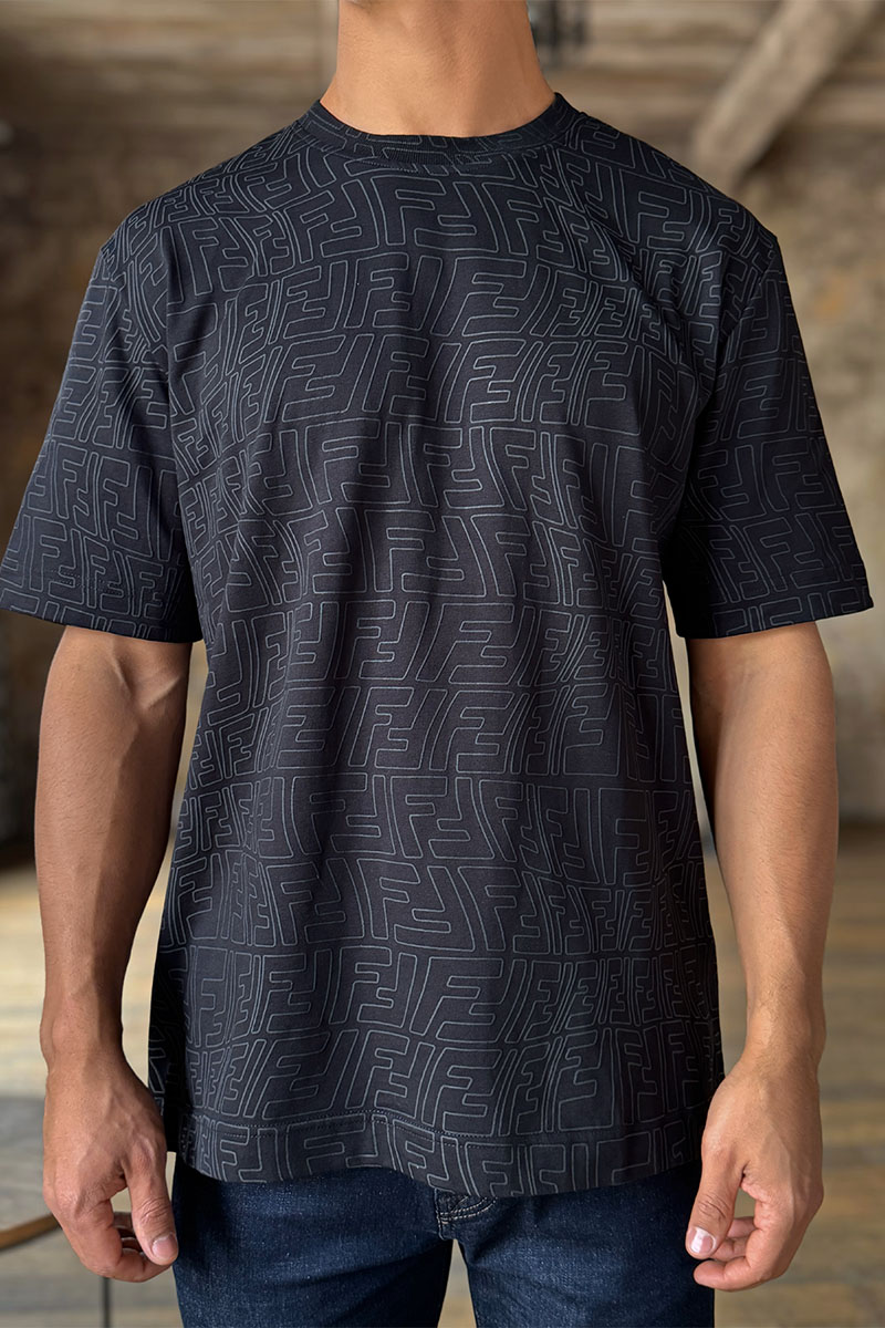 Fendi Чёрная оверсайз футболка distorted monogram pattern