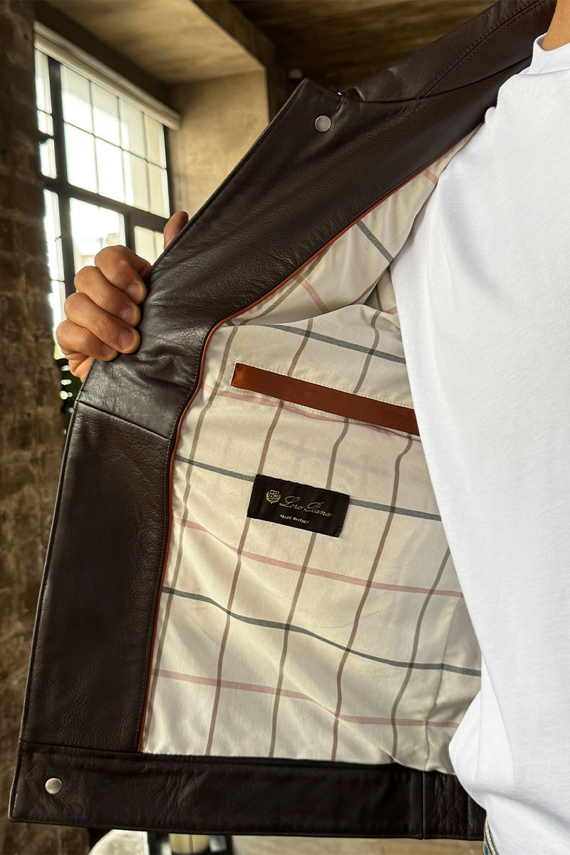 Loro Piana Мужская кожаная куртка Premium