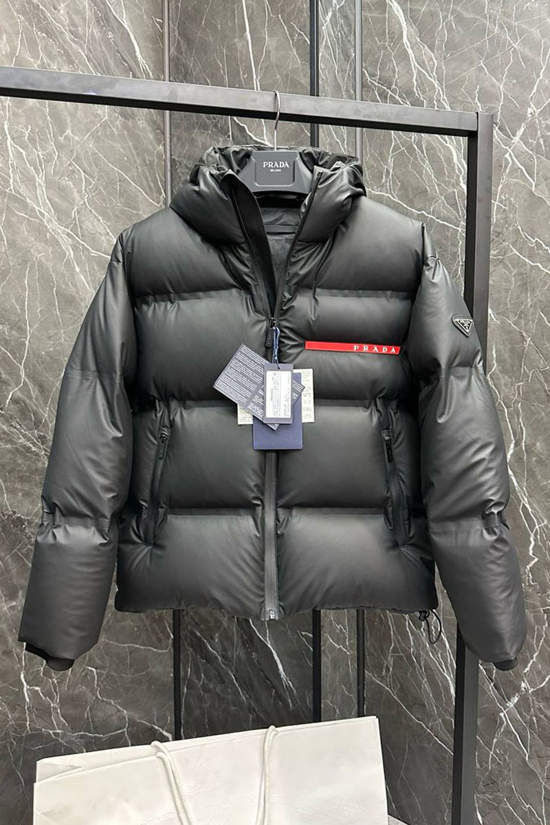 Prada Мужской пуховик logo-plaque - Black