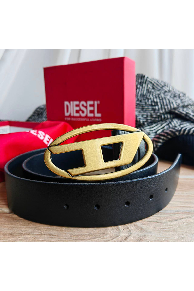 Diesel Кожаный ремень D-buckle (ширина 4 см)