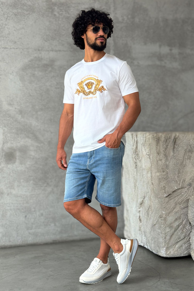 Versace Белая футболка Coupe Blason embroidered