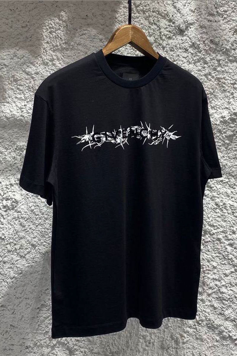 Givenchy Чёрная оверсайз футболка Barbed Wire-print
