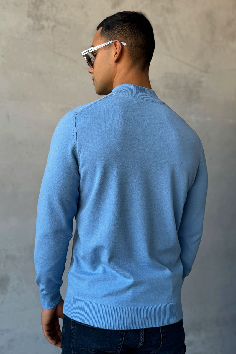 Loro Piana Голубой джемпер Zip Neck