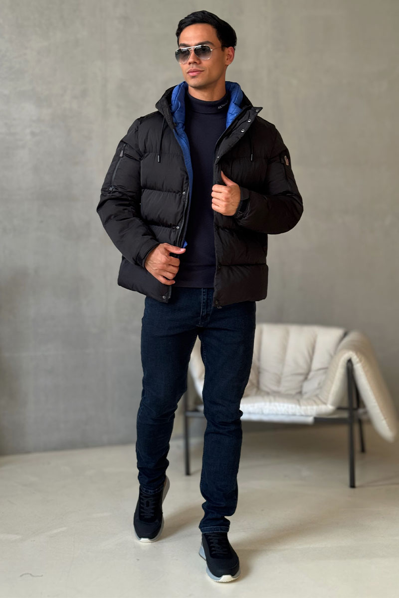 Moncler Мужская утеплённая куртка чёрного цвета