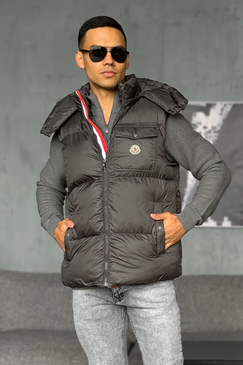 Moncler Мужской серый жилет logo-patch 