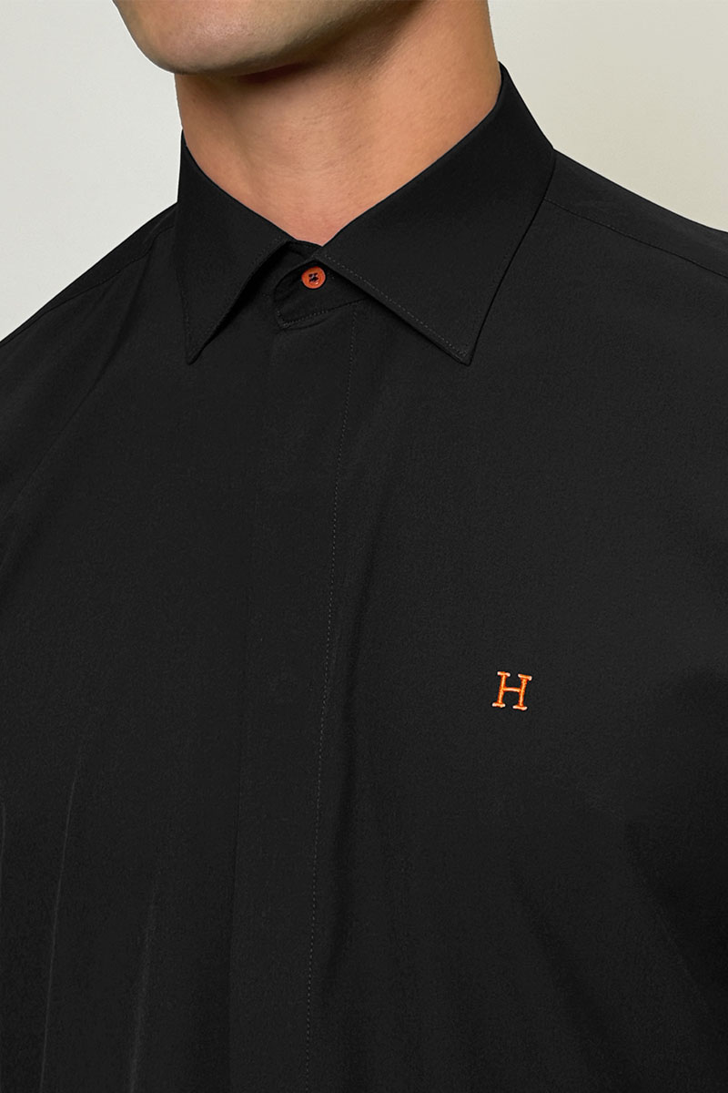 Hermes Мужская рубашка H embroidered - Black