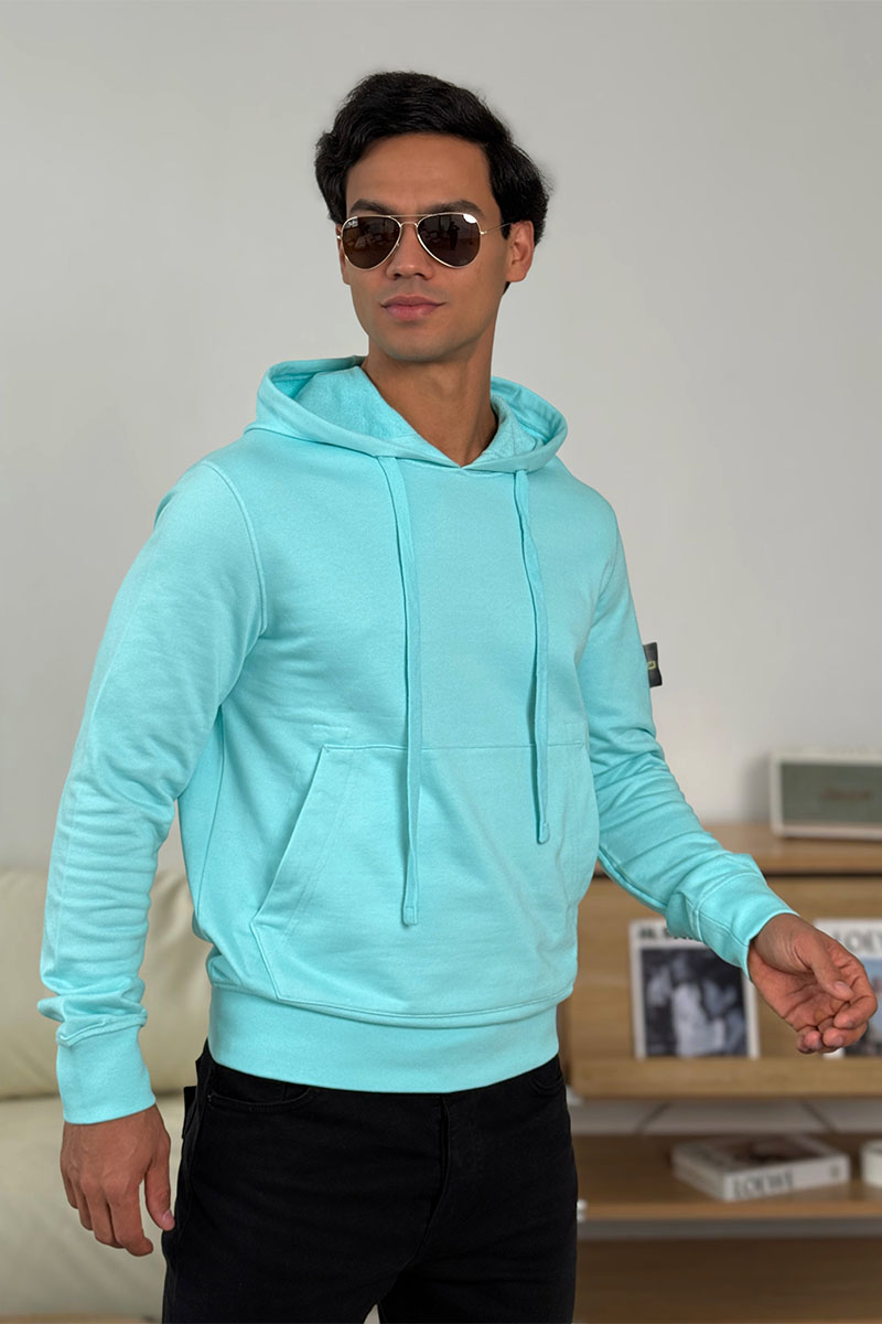 Stone Island Мужское худи бирюзового цвета Compass-patch