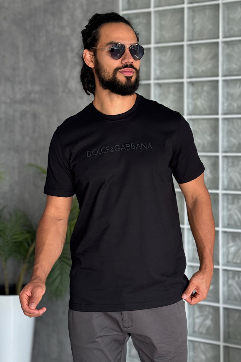 Dоlсе & Gаbbаnа Мужская чёрная футболка logo-embroidered
