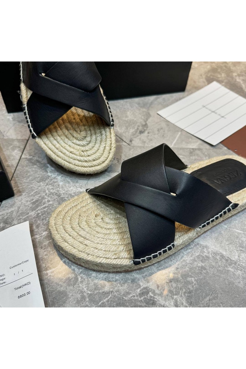 Zegna Мужские шлёпанцы leather - Black