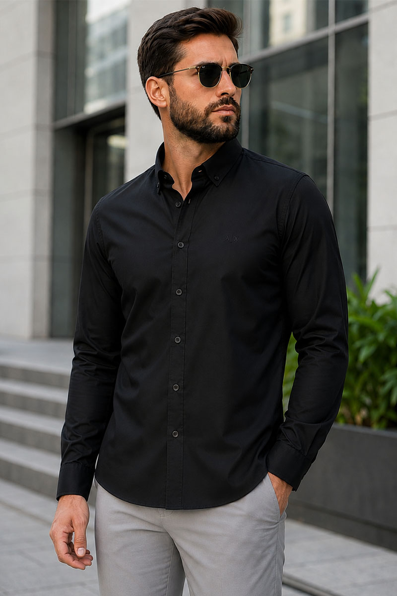 Emporio Armani EA7 Мужская чёрная рубашка 