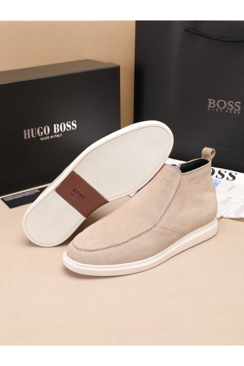 Hugо Воss Замшевые лоферы с мехом high-top - Beige