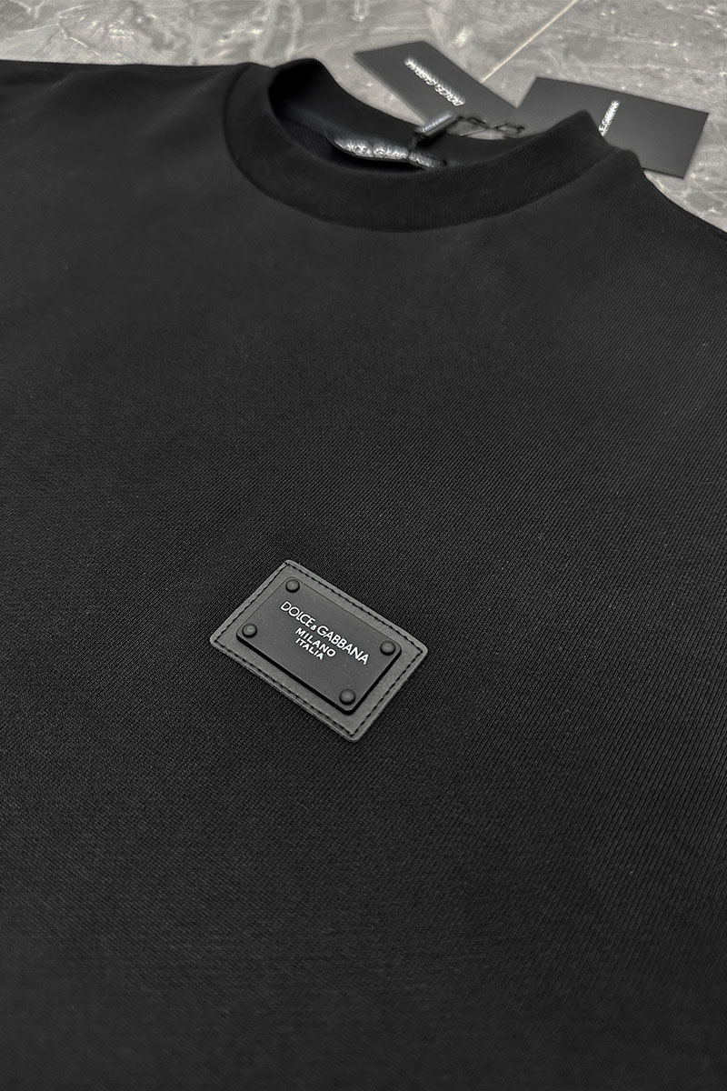 Dоlсе & Gаbbаnа Чёрный оверсайз свитшот logo-plaque