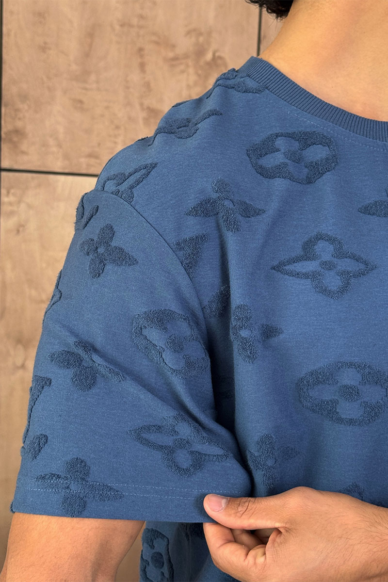 Lоuis Vuittоn Синяя оверсайз футболка Monogram All-over